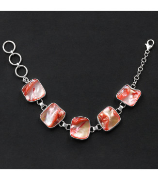 Orbital Coral Blaze Bracelet – Genuine Lutraria australis Shell Links
