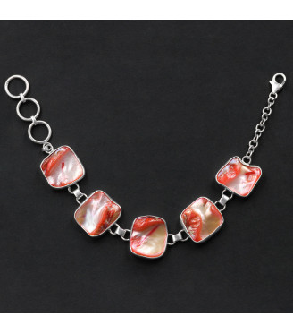 Orbital Coral Blaze Bracelet – Genuine Lutraria australis Shell Links