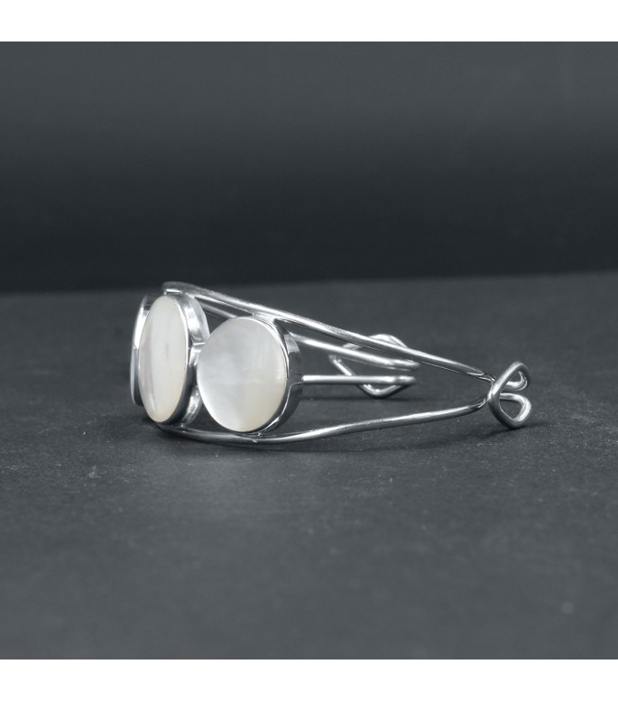 Orbital Pearl Glow Bracelet – Genuine Mother of Pearl Shell in 925 Sterling Silver – Boho Lunar Cuff Orbital Pearl Glow Bracelet – Genuine Mother of Pearl Shell in 925 Sterling Silver – Boho Lunar Cuff