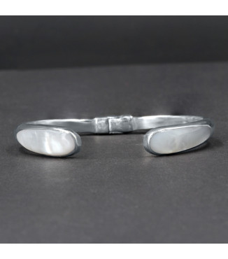 Orbital Pearl Glow Cuff Bracelet – Genuine Mother of Pearl Shell