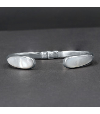 Orbital Pearl Glow Cuff Bracelet – Genuine Mother of Pearl Shell