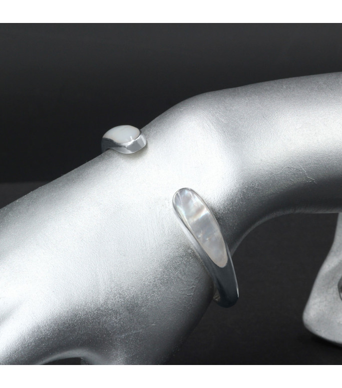 Orbital Pearl Glow Cuff Bracelet – Genuine Mother of Pearl Shell Orbital Pearl Glow Cuff Bracelet – Genuine Mother of Pearl Shell