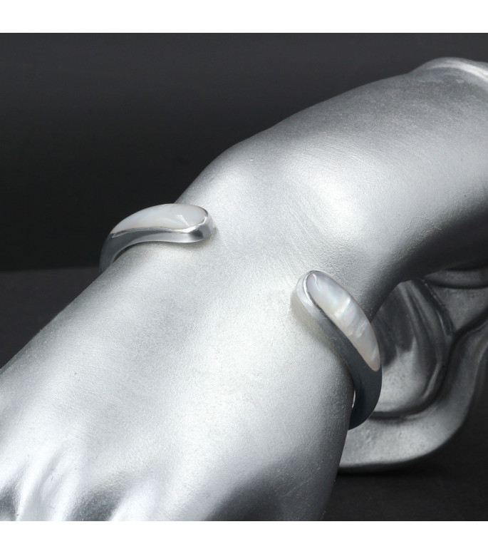Orbital Pearl Glow Cuff Bracelet – Genuine Mother of Pearl Shell Orbital Pearl Glow Cuff Bracelet – Genuine Mother of Pearl Shell