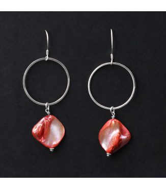 Orbital Coral Blaze Earrings – Genuine Lutraria australis Shell