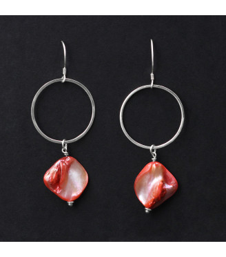 Orbital Coral Blaze Earrings – Genuine Lutraria australis Shell