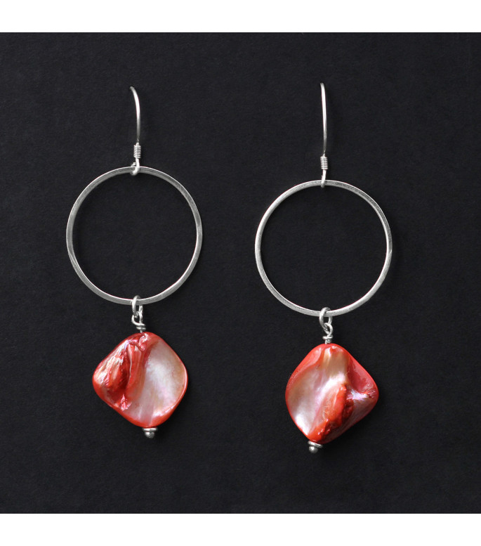 Orbital Coral Blaze Earrings – Genuine Lutraria australis Shell