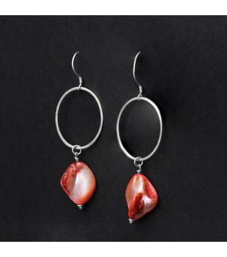 Orbital Coral Blaze Earrings – Genuine Lutraria australis Shell