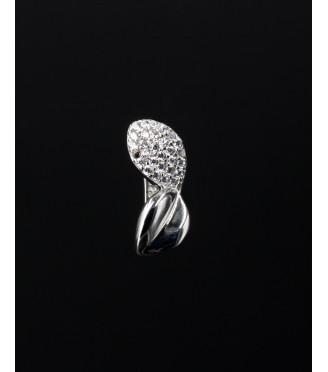 Elegant Leaf Pavé CZ Hoop Sterling Silver Earrings 925