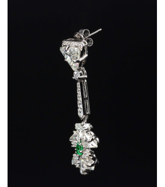 Luxury Long Green CZ Cluster Dangle Earrings 925 Sterling Silver