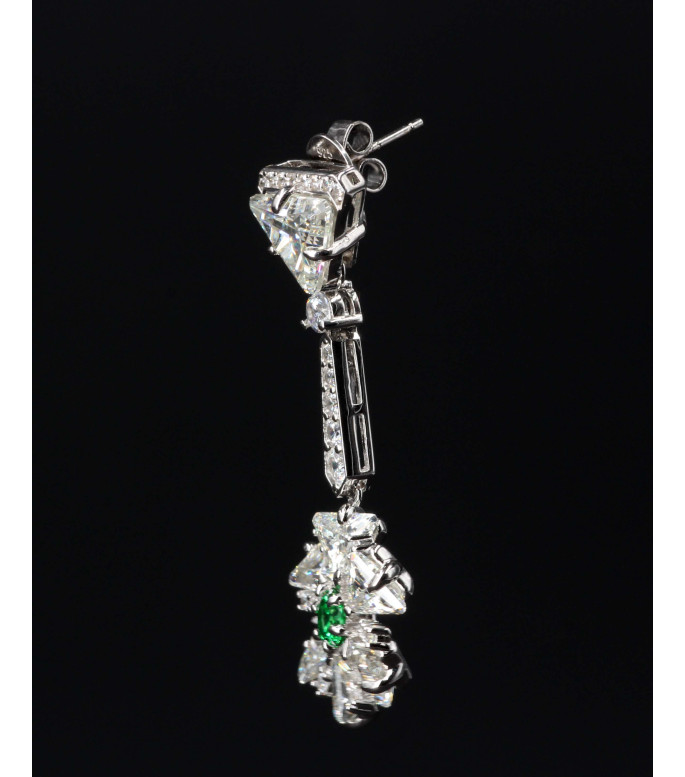 Luxury Long Green CZ Cluster Dangle Earrings 925 Sterling Silver Luxury Long Green CZ Cluster Dangle Earrings 925 Sterling Silver