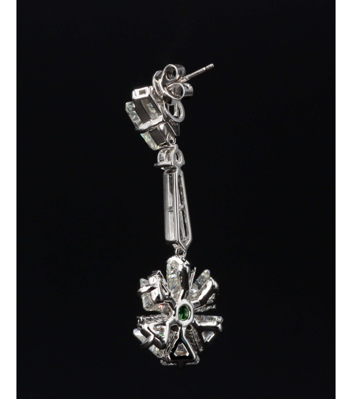 Luxury Long Green CZ Cluster Dangle Earrings 925 Sterling Silver Luxury Long Green CZ Cluster Dangle Earrings 925 Sterling Silver