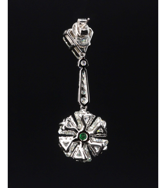 Luxury Long Green CZ Cluster Dangle Earrings 925 Sterling Silver Luxury Long Green CZ Cluster Dangle Earrings 925 Sterling Silver