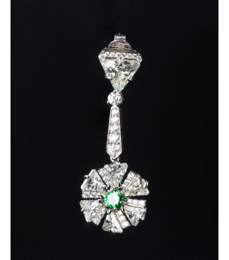 Luxury Long Green CZ Cluster Dangle Earrings 925 Sterling Silver
