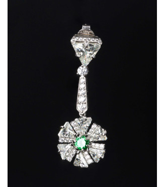 Luxury Long Green CZ Cluster Dangle Earrings 925 Sterling Silver