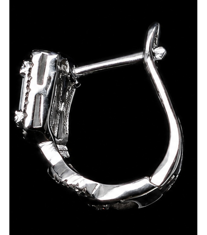 Luxury Baguette & Round Cut CZ Hoop Earrings 925 Sterling Silver Luxury Baguette & Round Cut CZ Hoop Earrings 925 Sterling Silver
