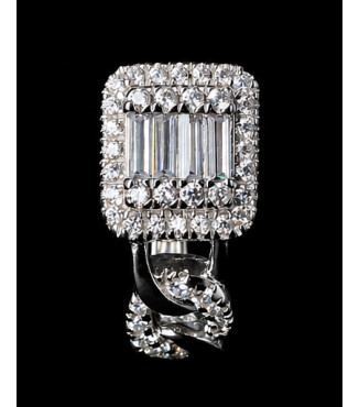 Luxury Baguette & Round Cut CZ Hoop Earrings 925 Sterling Silver