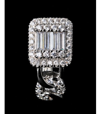 Luxury Baguette & Round Cut CZ Hoop Earrings 925 Sterling Silver