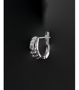 Scale Pattern Hoop Sterling Silver Earrings 925