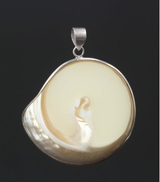 Natural Nautilus Mother of Pearl Sterling Silver Pendant