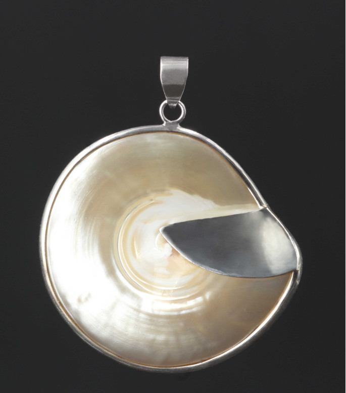 Natural Nautilus Mother of Pearl Sterling Silver Pendant Natural Nautilus Mother of Pearl Sterling Silver Pendant
