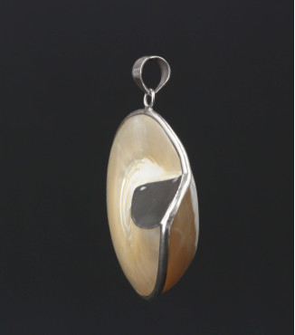 Natural Nautilus Mother of Pearl Sterling Silver Pendant