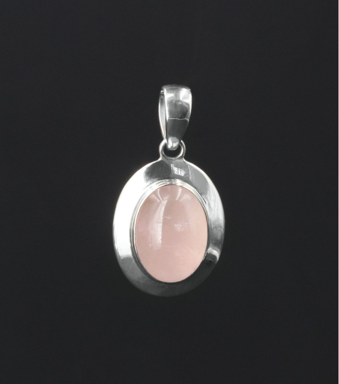 Rose Bloom Silver Pendant with Rose Quartz