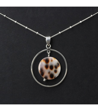 Orbital Tiger Tide Pendant Necklace – Genuine Tiger Cowrie Shell