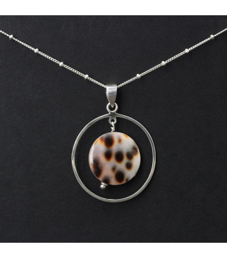 Orbital Tiger Tide Pendant Necklace – Genuine Tiger Cowrie Shell