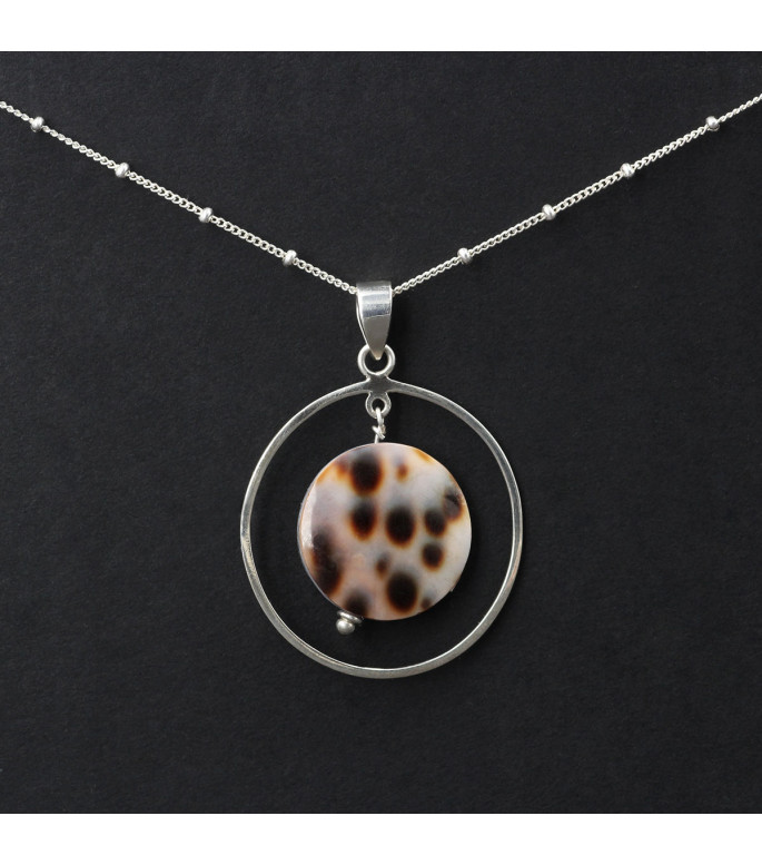 Orbital Tiger Tide Pendant Necklace – Genuine Tiger Cowrie Shell