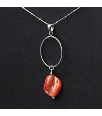 Orbital Coral Blaze Pendant – Genuine Lutraria australis Shell