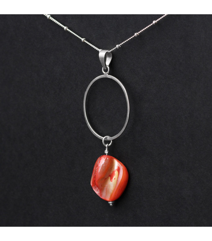 Orbital Coral Blaze Pendant – Genuine Lutraria australis Shell Orbital Coral Blaze Pendant – Genuine Lutraria australis Shell