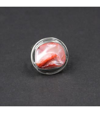 Orbital Coral Blaze Ring – Genuine Lutraria australis Shell