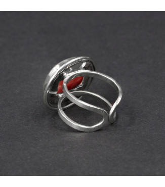 Orbital Coral Blaze Ring – Genuine Lutraria australis Shell