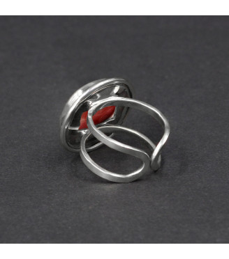 Orbital Coral Blaze Ring – Genuine Lutraria australis Shell
