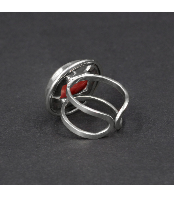Orbital Coral Blaze Ring – Genuine Lutraria australis Shell Orbital Coral Blaze Ring – Genuine Lutraria australis Shell