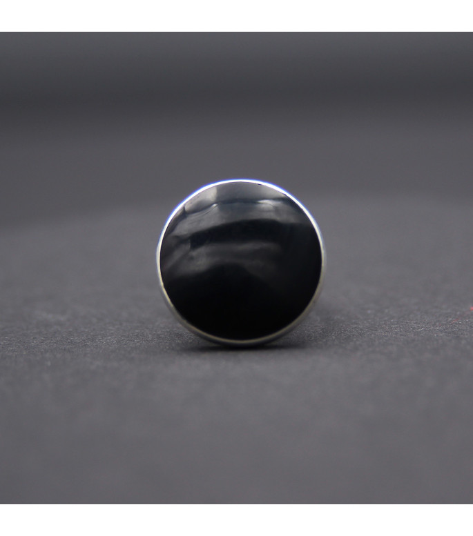 Timeless Statement Ring | Sterling Silver 925 with Deep Black Shell Inlay