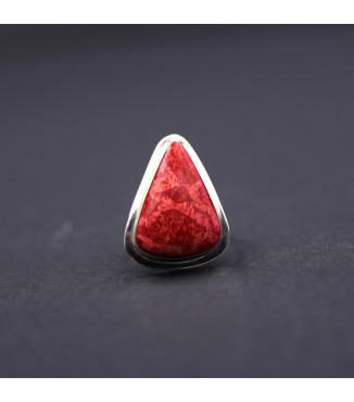 Sterling Silver Statement Ring with Vibrant Red Coral