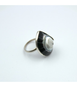 Statement Ring Sterling Silver 925 with Mystic Black Cukli  |  IRG0927CK_B