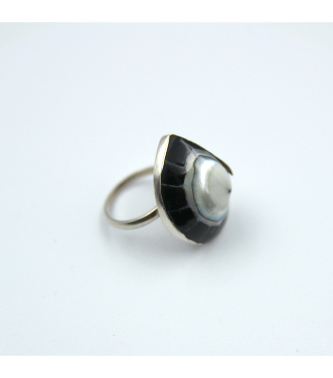 Statement Ring Sterling Silver 925 with Mystic Black Cukli  |  IRG0927CK_B