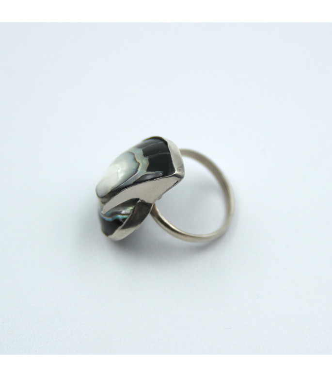 Statement Ring Sterling Silver 925 with Mystic Black Cukli  |  IRG0927CK_B