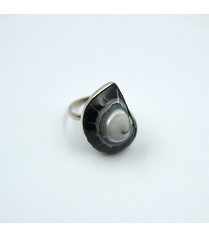 Statement Ring Sterling Silver 925 with Mystic Black Cukli  |  IRG0927CK_B