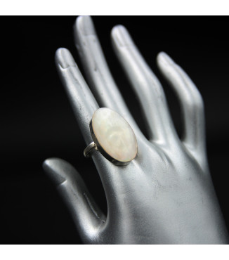 Timeless Statement Ring Sterling Silver 925 with Large Oval Mother of Pearl  | RG0009MP