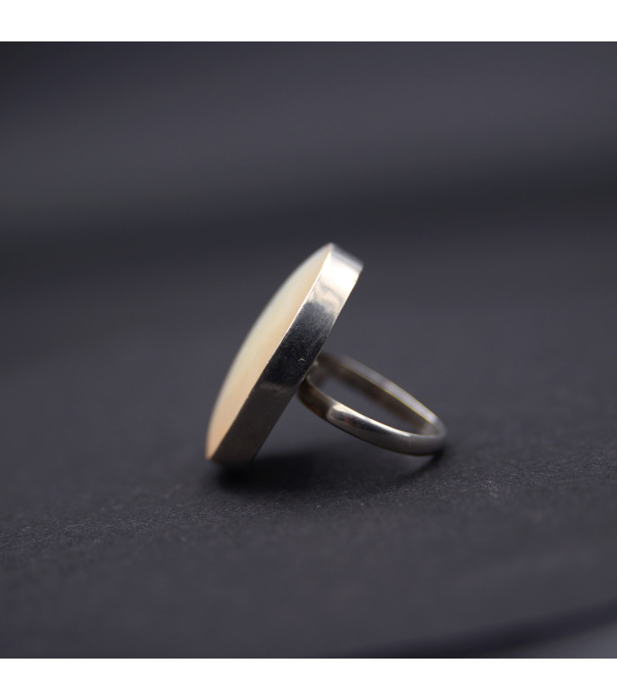 Zeitloser Statement-Ring  925er Silber mit Großem Ovalen Perlmutt  | RG0009MP