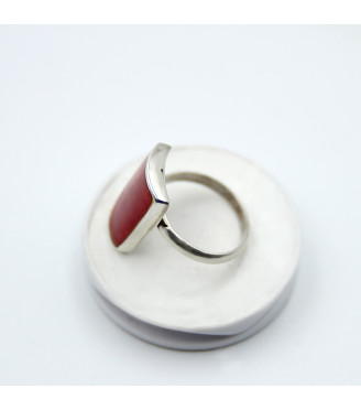 Statement Ring | Sterling Silver 925 with Intense Red Coral Stone