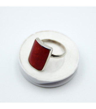 Statement Ring | Sterling Silver 925 with Intense Red Coral Stone