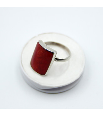 Statement Ring | Sterling Silver 925 with Intense Red Coral Stone
