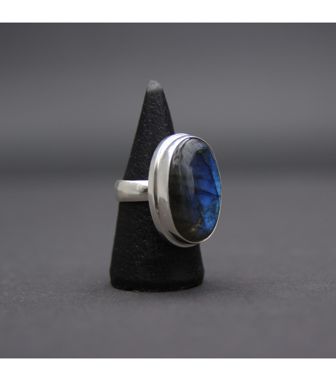 Bold Statement Ring | 925 Sterling Silver with Mystic Labradorite Bold Statement Ring | 925 Sterling Silver with Mystic Labradorite