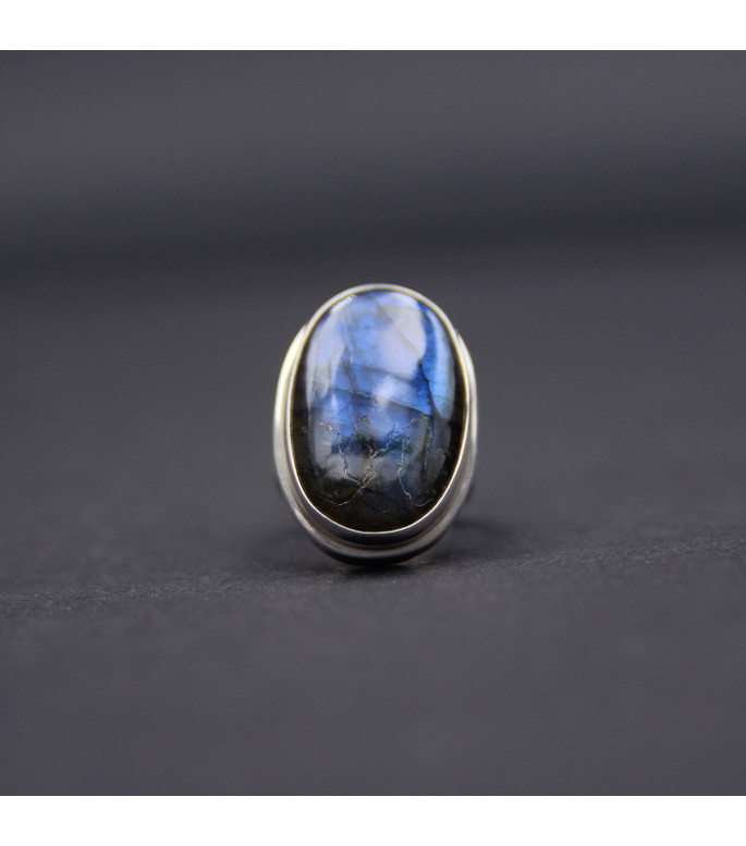 Bold Statement Ring | 925 Sterling Silver with Mystic Labradorite