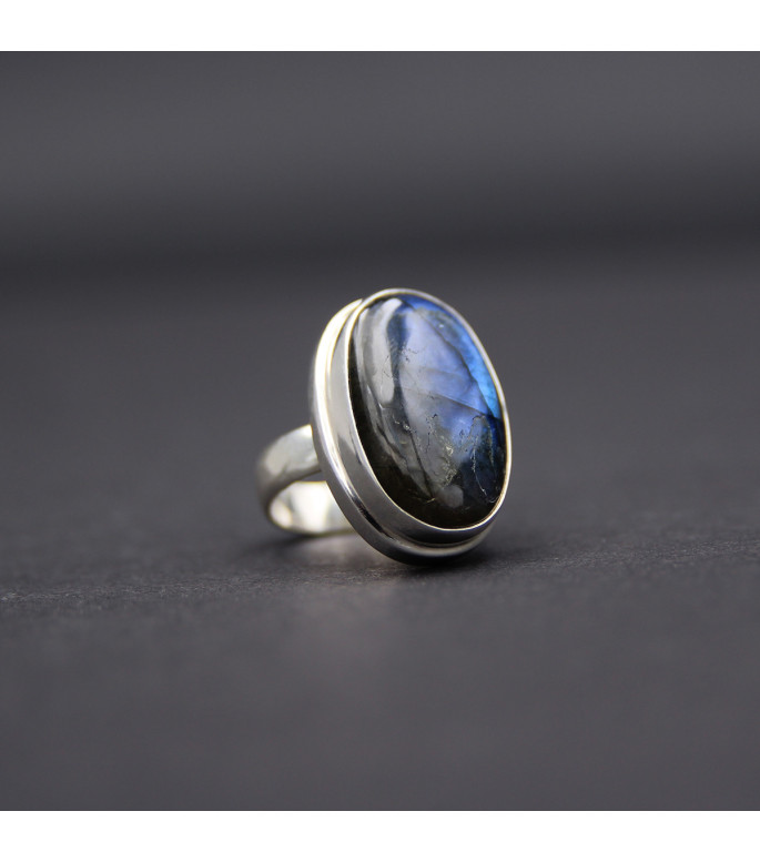Bold Statement Ring | 925 Sterling Silver with Mystic Labradorite Bold Statement Ring | 925 Sterling Silver with Mystic Labradorite