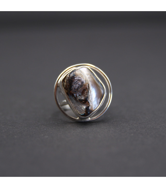 Statement-Ring „Sea Silk“ | 925er Silber mit Lutraria Australis Muschel